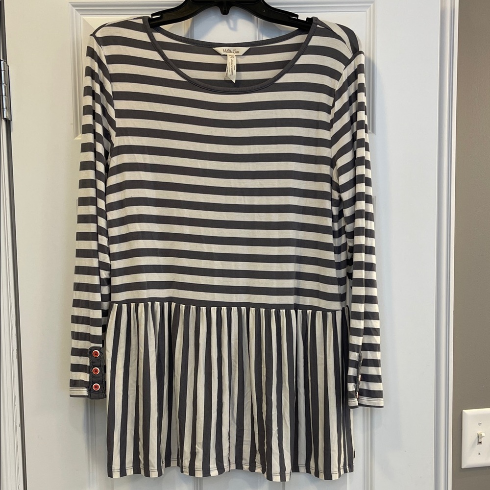 Matilda Jane Grey and White Striped Long Sleeve Top